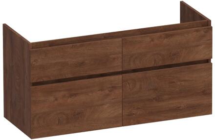 Brauer Delight - Onderkast - 120 cm - met 4 Softclose Lades Greeploos en 2 Sifon Uitsparingen - Forest Cacao