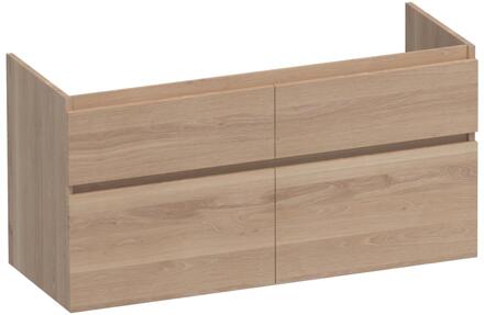 Brauer Delight - Onderkast - 120 cm - met 4 Softclose Lades Greeploos en 2 Sifon Uitsparingen - Lamellen Eiken Naturel