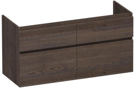 Brauer Delight - Onderkast - 120 cm - met 4 Softclose Lades Greeploos en 2 Sifon Uitsparingen - Lamellen Eiken Zwart