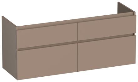 Brauer Delight - Onderkast - 120 cm - met 4 Softclose Lades Greeploos en 2 Sifon Uitsparingen - Mat Mokka