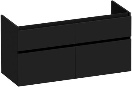 Brauer Delight - Onderkast - 120 cm - met 4 Softclose Lades Greeploos en 2 Sifon Uitsparingen - Mat Zwart