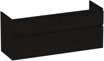 Brauer Delight - Onderkast - 120 cm - met 4 Softclose Lades Greeploos en 2 Sifon Uitsparingen - Timber Black
