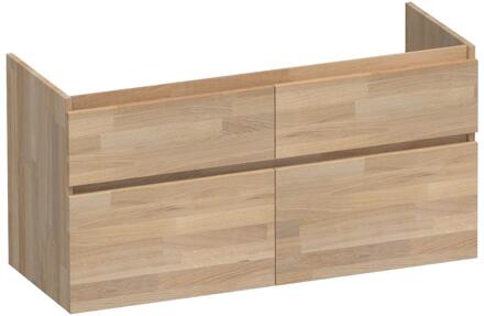 Brauer Delight - Onderkast - 120 cm - met 4 Softclose Lades Greeploos en 2 Sifon Uitsparingen - Vingerlas Eiken Grijs