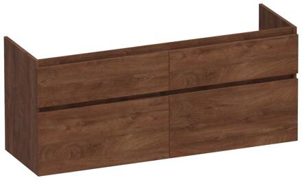 Brauer Delight - Onderkast - 140 cm - met 4 Softclose Lades Greeploos en 2 Sifon Uitsparingen - Forest Cacao