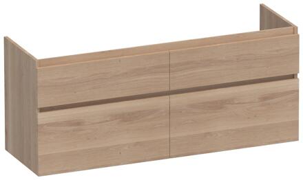 Brauer Delight - Onderkast - 140 cm - met 4 Softclose Lades Greeploos en 2 Sifon Uitsparingen - Lamellen Eiken Naturel