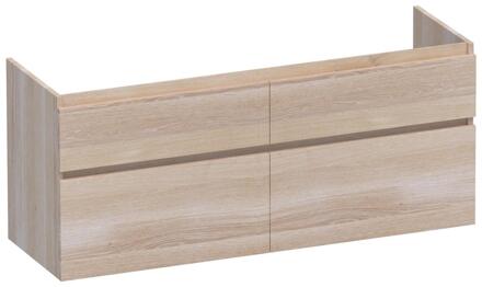 Brauer Delight - Onderkast - 140 cm - met 4 Softclose Lades Greeploos en 2 Sifon Uitsparingen - Lamellen Eiken Wit