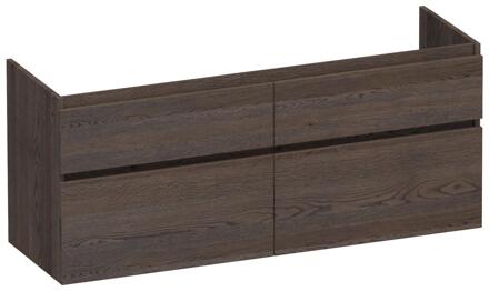 Brauer Delight - Onderkast - 140 cm - met 4 Softclose Lades Greeploos en 2 Sifon Uitsparingen - Lamellen Eiken Zwart