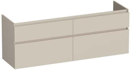 Brauer Delight - Onderkast - 140 cm - met 4 Softclose Lades Greeploos en 2 Sifon Uitsparingen - Mat Beige