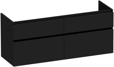 Brauer Delight - Onderkast - 140 cm - met 4 Softclose Lades Greeploos en 2 Sifon Uitsparingen - Mat Zwart