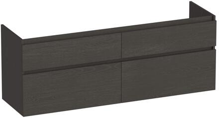 Brauer Delight - Onderkast - 140 cm - met 4 Softclose Lades Greeploos en 2 Sifon Uitsparingen - Timber Anthracite