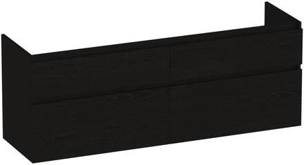 Brauer Delight - Onderkast - 140 cm - met 4 Softclose Lades Greeploos en 2 Sifon Uitsparingen - Timber Black
