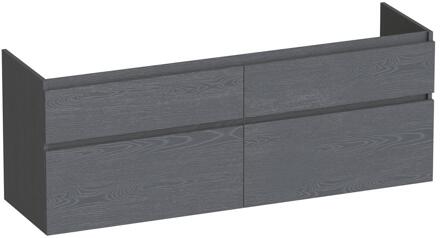 Brauer Delight - Onderkast - 140 cm - met 4 Softclose Lades Greeploos en 2 Sifon Uitsparingen - Timber Grey