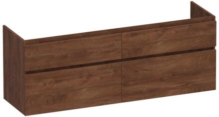 Brauer Delight - Onderkast - 160 cm - met 4 Softclose Lades Greeploos en 2 Sifon Uitsparingen - Forest Cacao