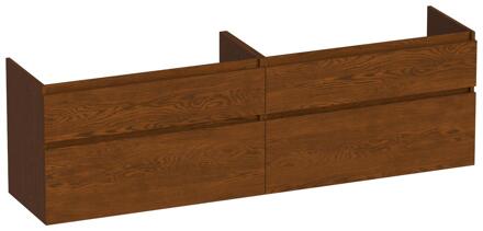 Brauer Delight - Onderkast - 160 cm - met 4 Softclose Lades Greeploos en 2 Sifon Uitsparingen - Lamellen Eiken Bruin