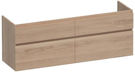 Brauer Delight - Onderkast - 160 cm - met 4 Softclose Lades Greeploos en 2 Sifon Uitsparingen - Lamellen Eiken Naturel