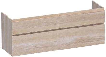 Brauer Delight - Onderkast - 160 cm - met 4 Softclose Lades Greeploos en 2 Sifon Uitsparingen - Lamellen Eiken Wit