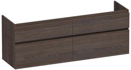 Brauer Delight - Onderkast - 160 cm - met 4 Softclose Lades Greeploos en 2 Sifon Uitsparingen - Lamellen Eiken Zwart