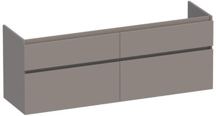Brauer Delight - Onderkast - 160 cm - met 4 Softclose Lades Greeploos en 2 Sifon Uitsparingen - Mat Taupe