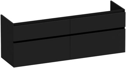 Brauer Delight - Onderkast - 160 cm - met 4 Softclose Lades Greeploos en 2 Sifon Uitsparingen - Mat Zwart