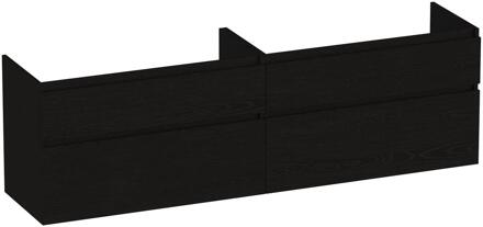 Brauer Delight - Onderkast - 160 cm - met 4 Softclose Lades Greeploos en 2 Sifon Uitsparingen - Timber Black