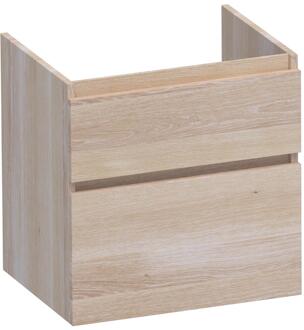 Brauer Delight - Onderkast - 60 cm - met 2 Softclose Lades Greeploos en 1 Sifon Uitsparing - Lamellen Eiken Wit