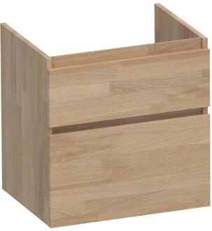 Brauer Delight - Onderkast - 60 cm - met 2 Softclose Lades Greeploos en 1 Sifon Uitsparing - Vingerlas Eiken Grijs