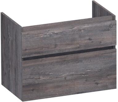 Brauer Delight - Onderkast - 80 cm - met 2 Softclose Lades Greeploos en 1 Sifon Uitsparing - Driftwood
