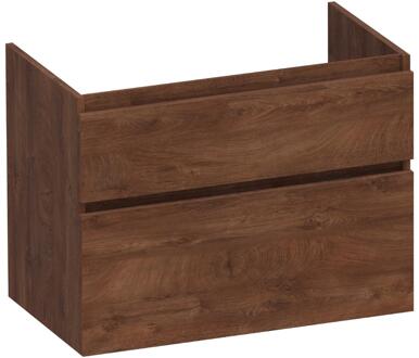 Brauer Delight - Onderkast - 80 cm - met 2 Softclose Lades Greeploos en 1 Sifon Uitsparing - Forest Cacao