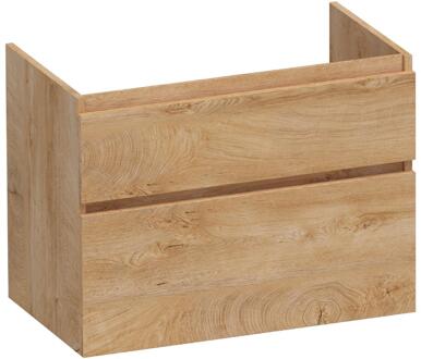 Brauer Delight - Onderkast - 80 cm - met 2 Softclose Lades Greeploos en 1 Sifon Uitsparing - Forest Tan