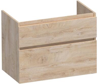 Brauer Delight - Onderkast - 80 cm - met 2 Softclose Lades Greeploos en 1 Sifon Uitsparing - Forest Wheat