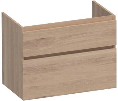 Brauer Delight - Onderkast - 80 cm - met 2 Softclose Lades Greeploos en 1 Sifon Uitsparing - Lamellen Eiken Naturel