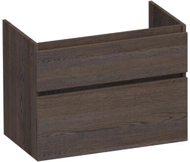 Brauer Delight - Onderkast - 80 cm - met 2 Softclose Lades Greeploos en 1 Sifon Uitsparing - Lamellen Eiken Zwart