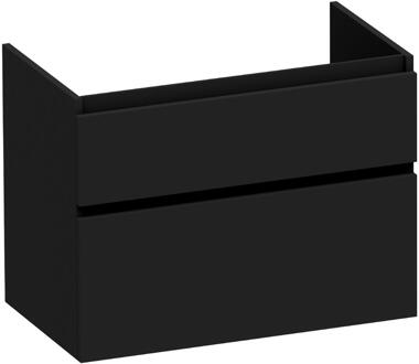 Brauer Delight - Onderkast - 80 cm - met 2 Softclose Lades Greeploos en 1 Sifon Uitsparing - Mat Zwart