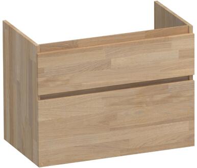 Brauer Delight - Onderkast - 80 cm - met 2 Softclose Lades Greeploos en 1 Sifon Uitsparing - Vingerlas Eiken Grijs