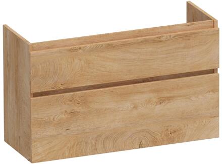 Brauer Delight - Onderkast Ondiep - 100 cm - met 2 Softclose Lades Greeploos en 1 Sifon Uitsparing - Forest Tan