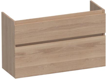 Brauer Delight - Onderkast Ondiep - 100 cm - met 2 Softclose Lades Greeploos en 1 Sifon Uitsparing - Lamellen Eiken Naturel