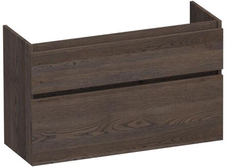 Brauer Delight - Onderkast Ondiep - 100 cm - met 2 Softclose Lades Greeploos en 1 Sifon Uitsparing - Lamellen Eiken Zwart