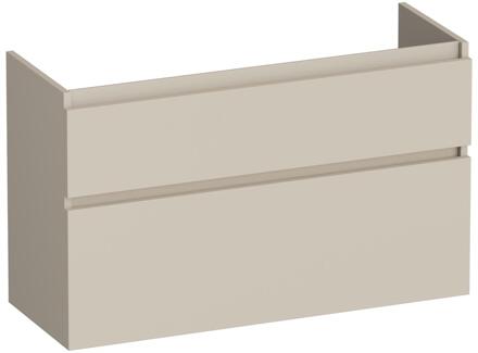 Brauer Delight - Onderkast Ondiep - 100 cm - met 2 Softclose Lades Greeploos en 1 Sifon Uitsparing - Mat Beige