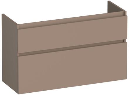 Brauer Delight - Onderkast Ondiep - 100 cm - met 2 Softclose Lades Greeploos en 1 Sifon Uitsparing - Mat Mokka