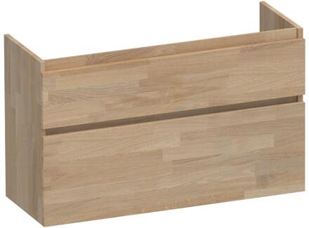 Brauer Delight - Onderkast Ondiep - 100 cm - met 2 Softclose Lades Greeploos en 1 Sifon Uitsparing - Vingerlas Eiken Grijs