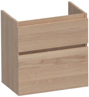 Brauer Delight - Onderkast Ondiep - 60 cm - met 2 Softclose Lades Greeploos en 1 Sifon Uitsparing - Lamellen Eiken Naturel