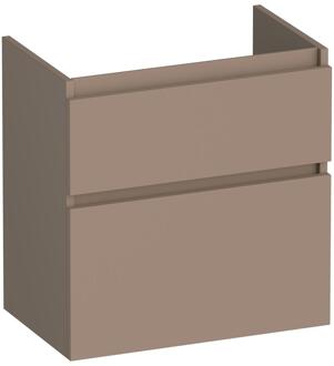 Brauer Delight - Onderkast Ondiep - 60 cm - met 2 Softclose Lades Greeploos en 1 Sifon Uitsparing - Mat Mokka