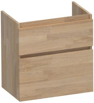 Brauer Delight - Onderkast Ondiep - 60 cm - met 2 Softclose Lades Greeploos en 1 Sifon Uitsparing - Vingerlas Eiken Grijs