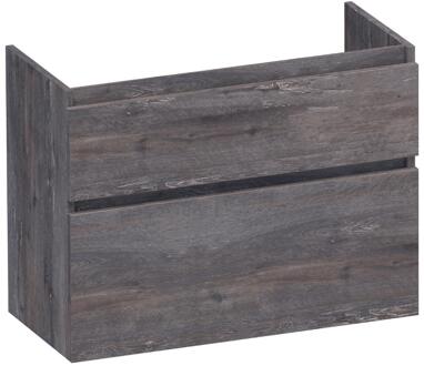 Brauer Delight - Onderkast Ondiep - 80 cm - met 2 Softclose Lades Greeploos en 1 Sifon Uitsparing - Driftwood
