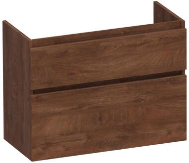 Brauer Delight - Onderkast Ondiep - 80 cm - met 2 Softclose Lades Greeploos en 1 Sifon Uitsparing - Forest Cacao