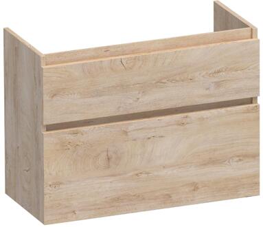 Brauer Delight - Onderkast Ondiep - 80 cm - met 2 Softclose Lades Greeploos en 1 Sifon Uitsparing - Forest Wheat