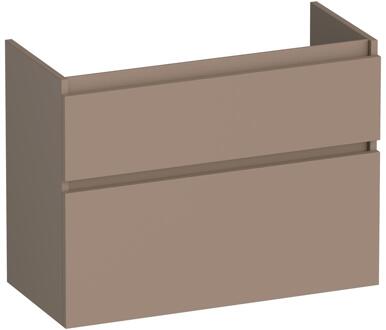 Brauer Delight - Onderkast Ondiep - 80 cm - met 2 Softclose Lades Greeploos en 1 Sifon Uitsparing - Mat Mokka