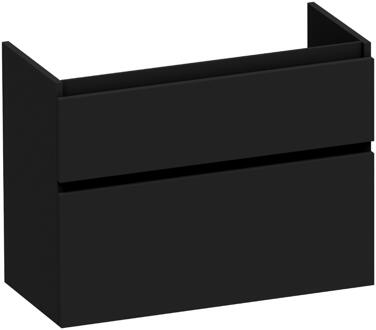 Brauer Delight - Onderkast Ondiep - 80 cm - met 2 Softclose Lades Greeploos en 1 Sifon Uitsparing - Mat Zwart