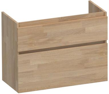 Brauer Delight - Onderkast Ondiep - 80 cm - met 2 Softclose Lades Greeploos en 1 Sifon Uitsparing - Vingerlas Eiken Grijs