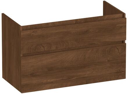 Brauer Delight Wavy - Onderkast - 100 cm - met 2 Softclose Lades Greeploos en 1 Sifon Uitsparing - Forest Cacao